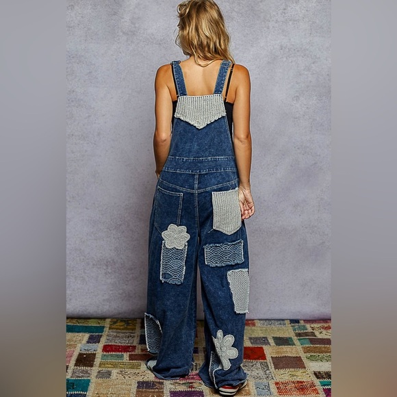 POL Blue Denim Patchwork Overalls - Picture 2 of 2